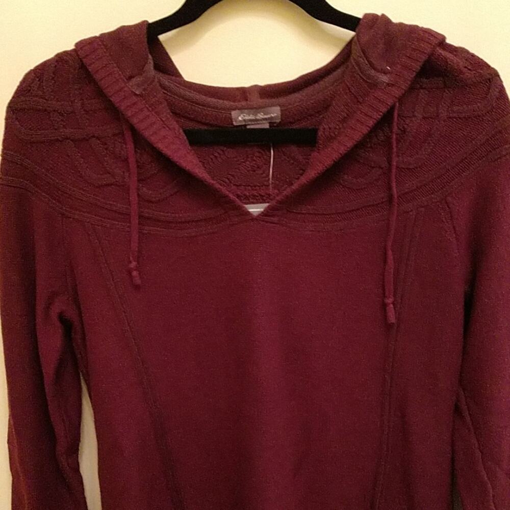 NWT Eddie Bauer Plumwine Mt Shasta Hoodie Sweater size Small - Picture 2 of 8